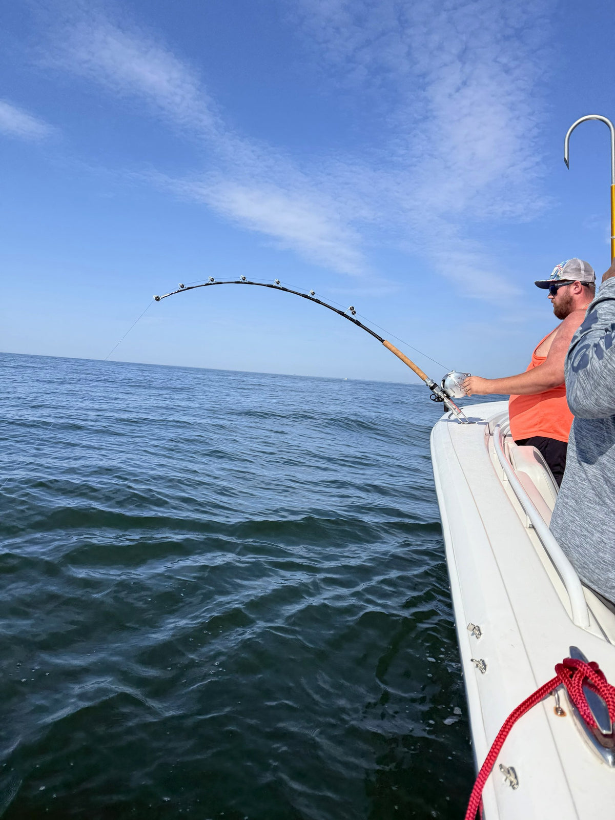 Giant Bluefin Series rod bent from the rail