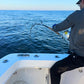 Giant Bluefin Series rod loaded up, angler braced on deck
